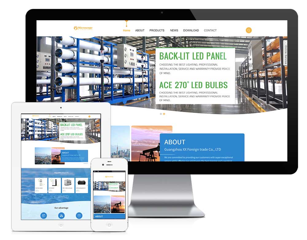 响应式污水处理设备外贸企业网站模板